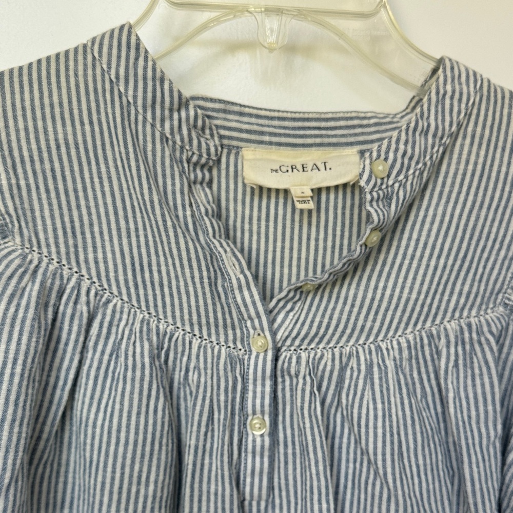 The Great Sea Salt Blue Stripe Women's Peasant Blouse - Picture 5 of 5